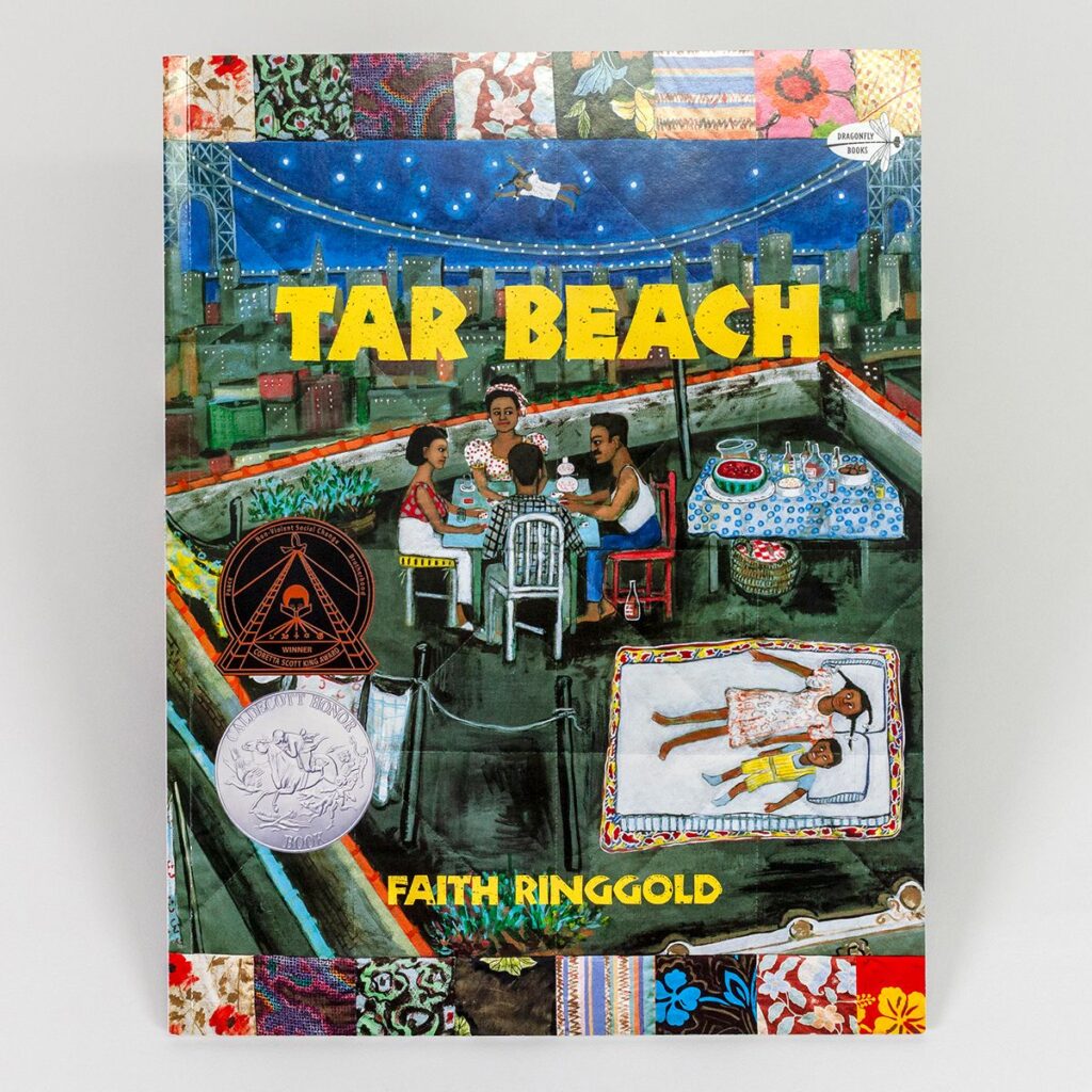 A photo of a soft cover book by Faith Ringgold titled 
