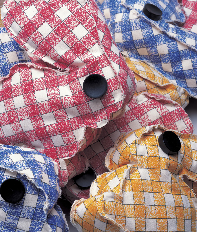 Object documentation of Claes Oldenburg's sculptural work titled “Calico Bunny”.