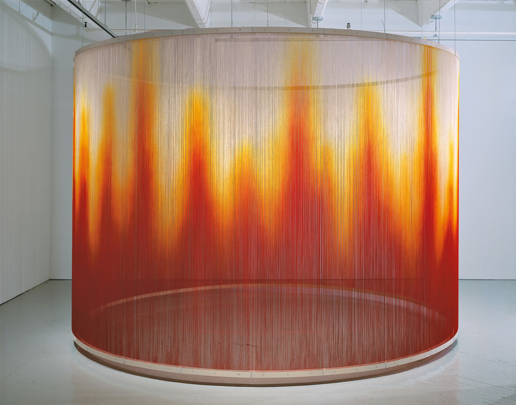Exhibition view of the piece titled "Fire" by Teresita Fernandez.