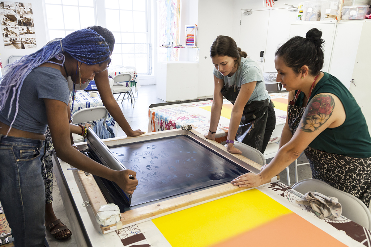 Screenprinting final projects with Museum Education Coordinator Carda Burke
