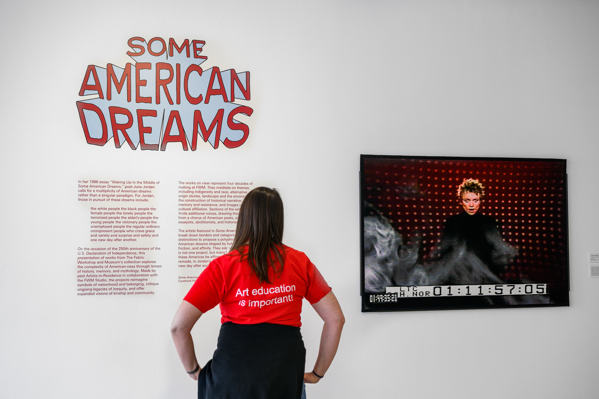 Why did The Fabric Workshop and Museum decide on this specific exhibition to represent America's 250th anniversary? 
